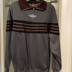 Men's Gray and Maroon Sweater